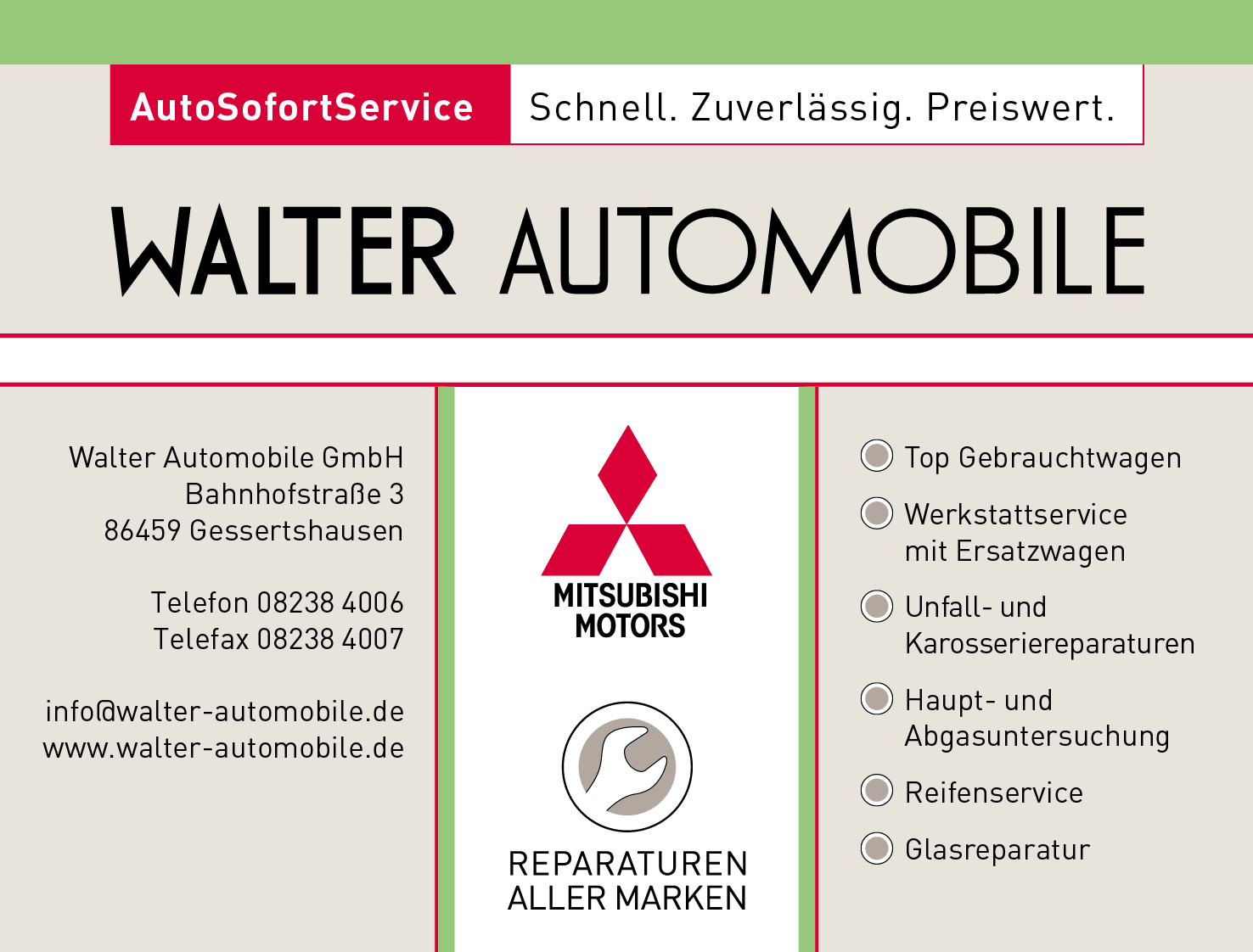 Walter Automobile GmbH Ihre Autowerkstatt in Gessertshausen, 86459